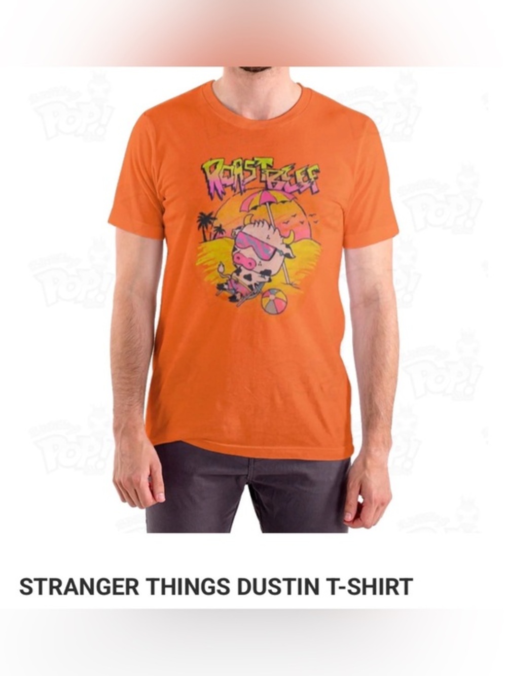 ♈️ Funko Pop Tees Stranger Things Dustin Roast Beef Orange Retro Graphic Tee